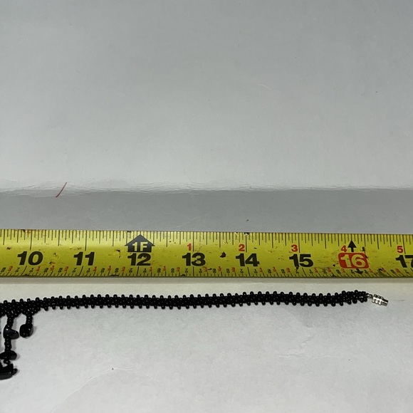 Vintage Choker Black Beaded Dangle Fringe Tassel Necklace - Picture 5 of 6